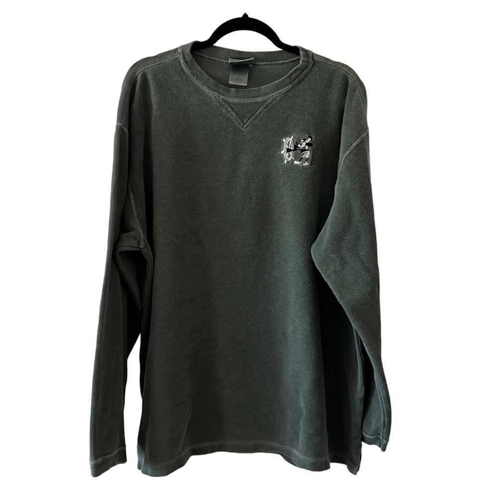 Walt Disney World Sweatshirt Top with Embroidered Steamboat Willie Mickey Mouse